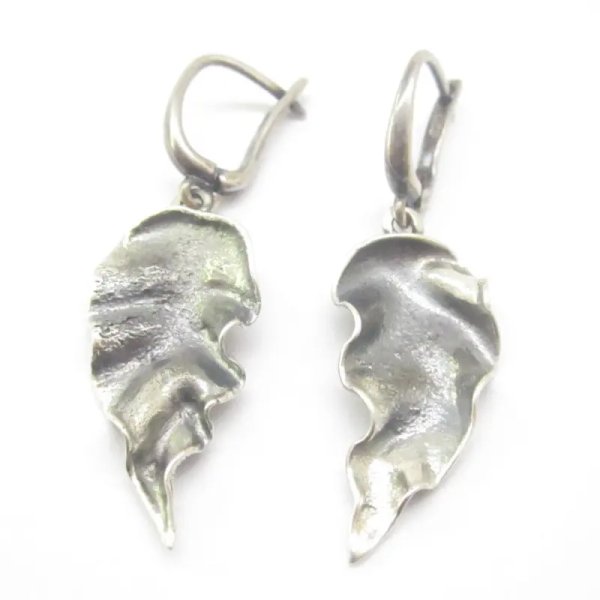 Srebro oksydowane - kolczyki liście