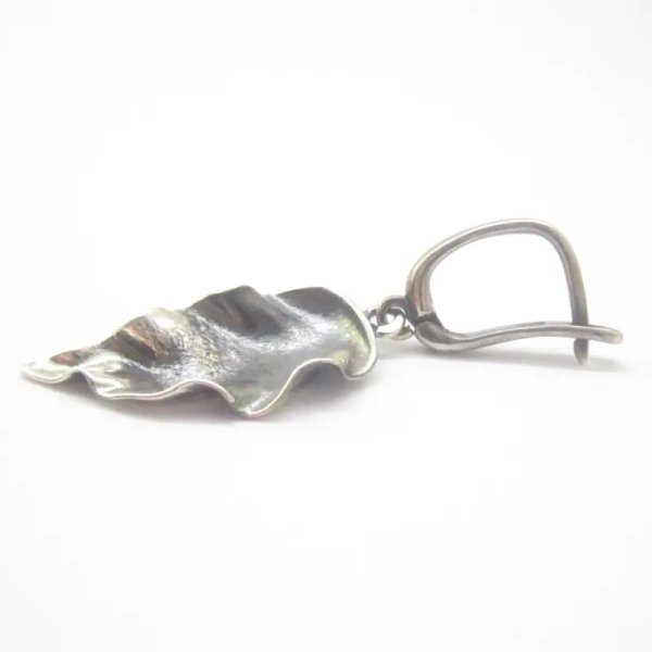 Srebro oksydowane - kolczyki liście