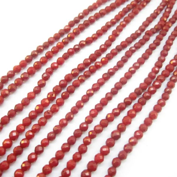 Koral czerwony fasetowany kulka 3,5 mm (sznur)