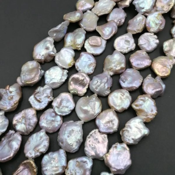 Perły Naturalne Hodowane Keshi fioletowe (sznur)