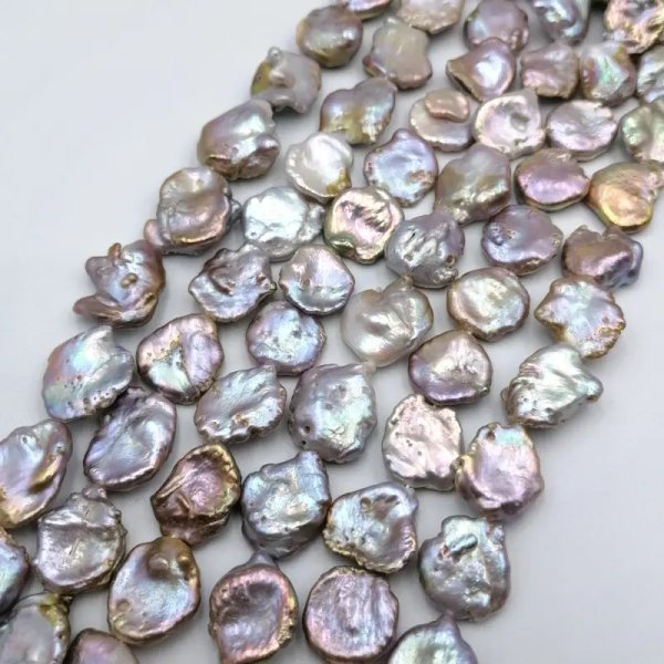 Perły Naturalne Hodowane Keshi fioletowe (sznur)