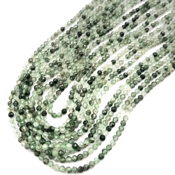 Prehnit fasetowane kulki 2 mm (sznur)