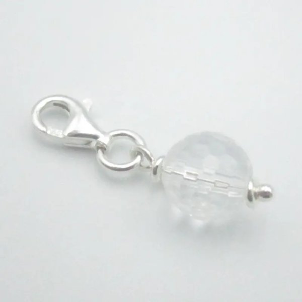 Srebro Ag - zawieszka charms kryształ górski fasetowany 8mm 