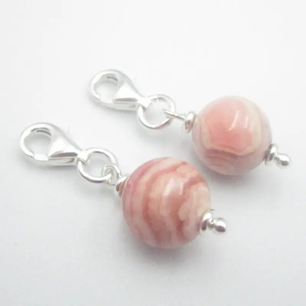 Srebro Ag - zawieszka charms Rodochrozyt 8 mm 