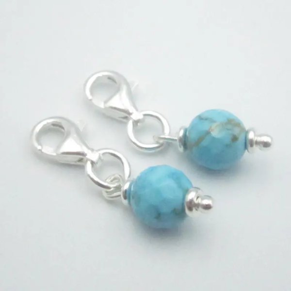 Srebro Ag - zawieszka charms Turkus fasetowany 6 mm 