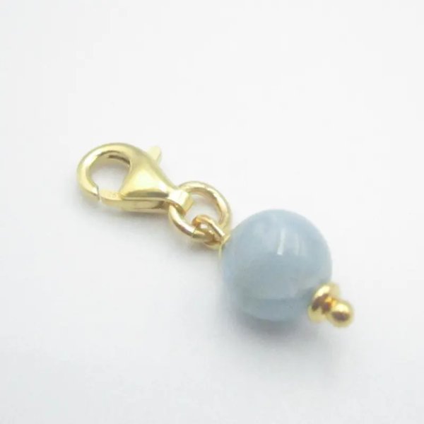 Srebro Ag złocone - zawieszka charms Akwamaryn 6 mm 