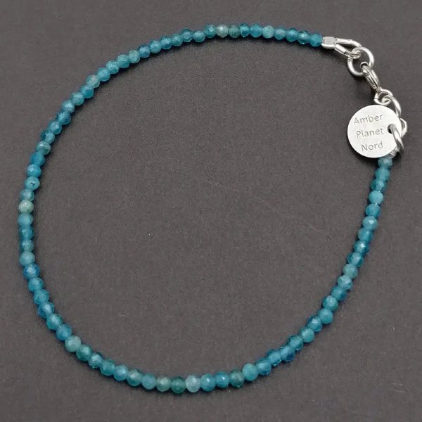 Apatyt fasetowany 2 mm i srebro - bransoletka