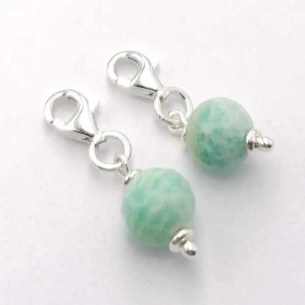 Srebro Ag - zawieszka charms Amazonit fasetowany 6 mm 