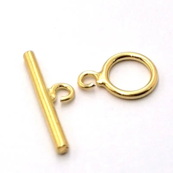 Srebro Ag Złocone - zapięcie typu bolec (toggle) 9 mm  