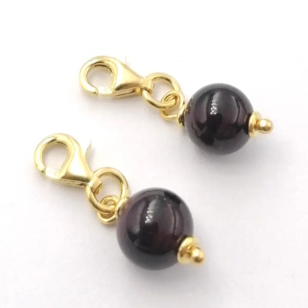 Srebro Ag złocone - zawieszka charms Granat 8 mm 