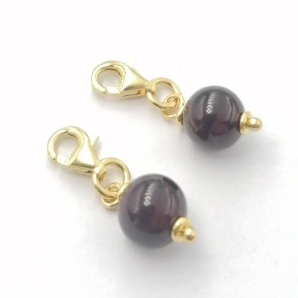 Srebro Ag złocone - zawieszka charms Granat 8 mm 