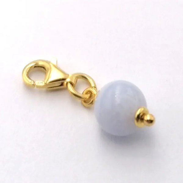Srebro Ag złocone - zawieszka charms Chalcedon 8 mm 