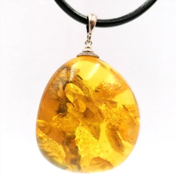 Bursztyn i srebro - zawieszka