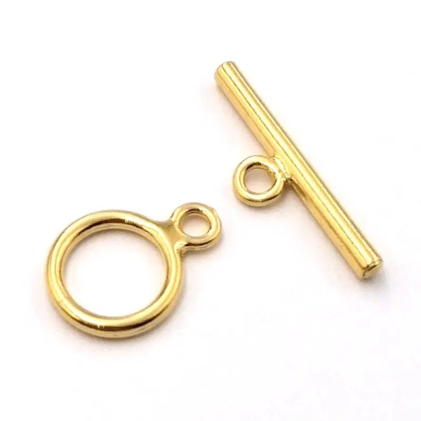 Srebro Ag Złocone - zapięcie typu bolec (toggle) 9 mm  