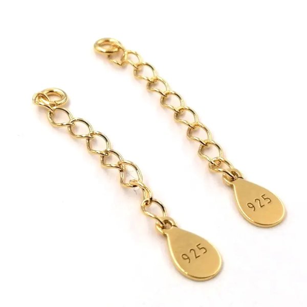 Srebro Ag Złocone - Łańcuszek  3x2mm (4cm)+ blaszka 925