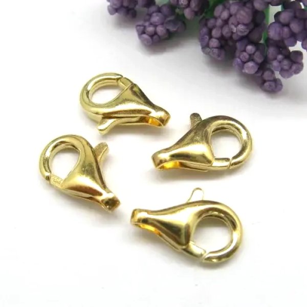 Srebro Ag Złocone - zapięcie typu karabińczyk 13x7mm  