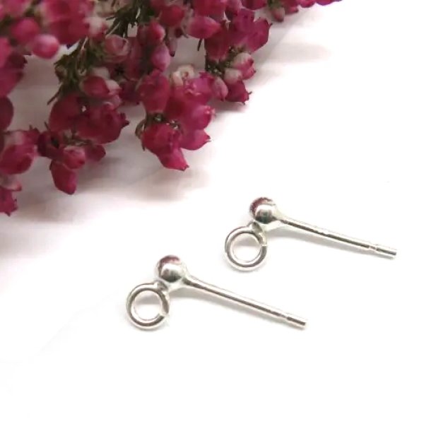 Srebro Ag - sztyfty ozdobne kulka 3mm (para)