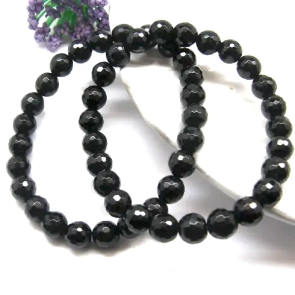 Turmalin Czarny Fasetowany - bransoletka