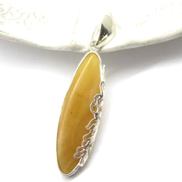 Mleczny Bursztyn i srebro - zawieszka