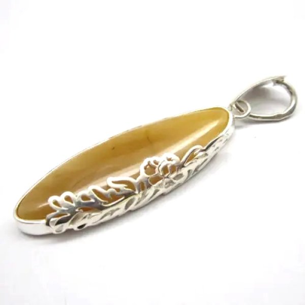 Mleczny Bursztyn i srebro - zawieszka