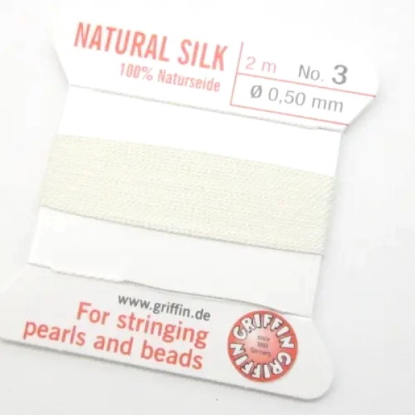 Nici Jedwabne białe z igłą - 0,5mm/2 metry