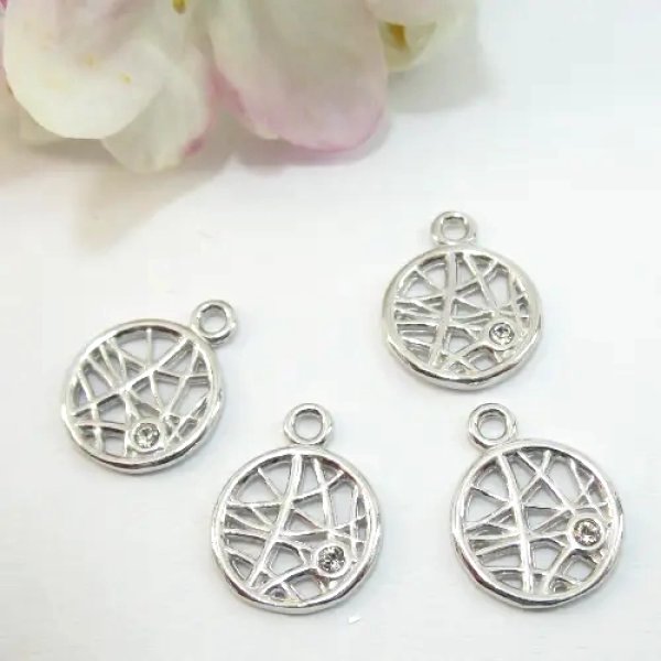 Srebro Rodowane Ag  - element ozdobny z kryształkiem 10mm