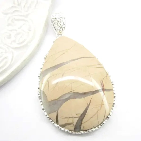 Jaspis i srebro - zawieszka łza
