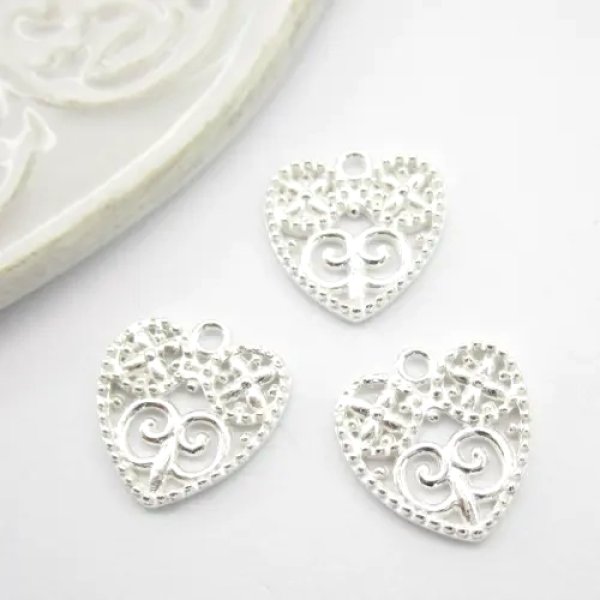 Srebro Ag  - element ozdobny serce 14x13mm  