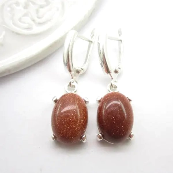 Piasek Pustyni w srebrze - kolczyki owale