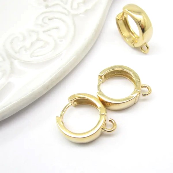 Srebro Ag złocone - bigle angielskie kajdanki 12x4mm (para)