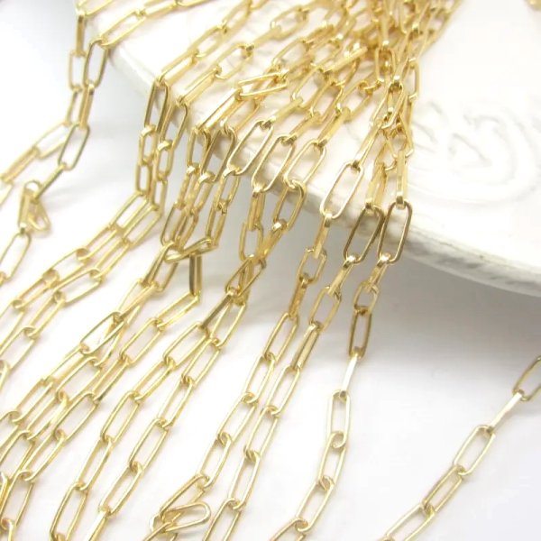 Srebro Złocone Ag  - Łańcuch oczka 6,3x2,4mm (50cm)