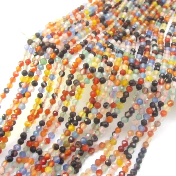 Agat kolorowy fasetowany - kulki 2 mm (sznur)