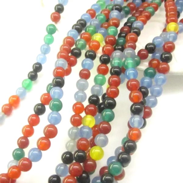 Agat kolorowy - kulki 6 mm (sznur)