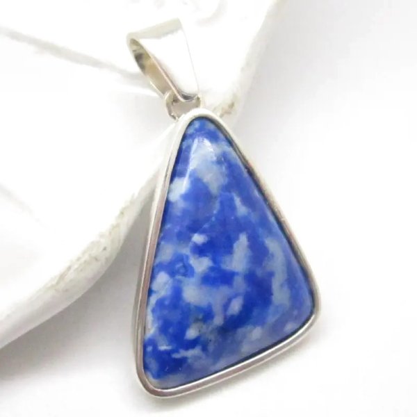 Lapis Lazuli Chile i srebro - zawieszka trójkąt