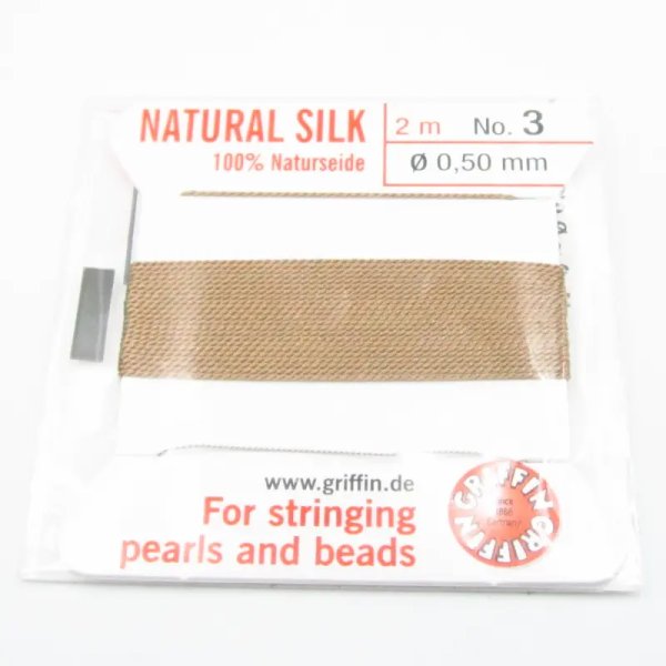 Nici Jedwabne brązowe (cornelian) z igłą - 0,5 mm /2 metry