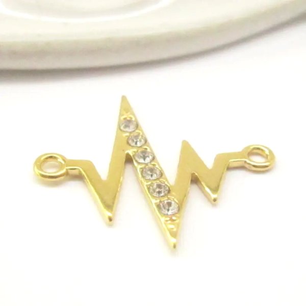 Srebro Ag złocone - łącznik linia życia z kryształkami - 19x15 mm