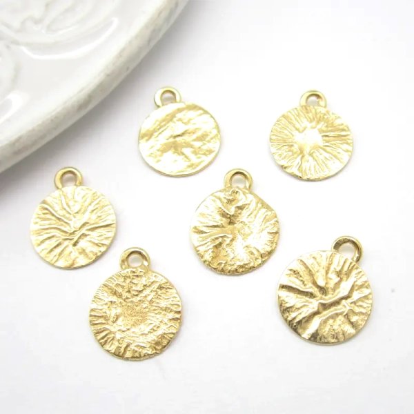 Srebro Ag Złocone - zawieszka blaszka młotkowana 10mm