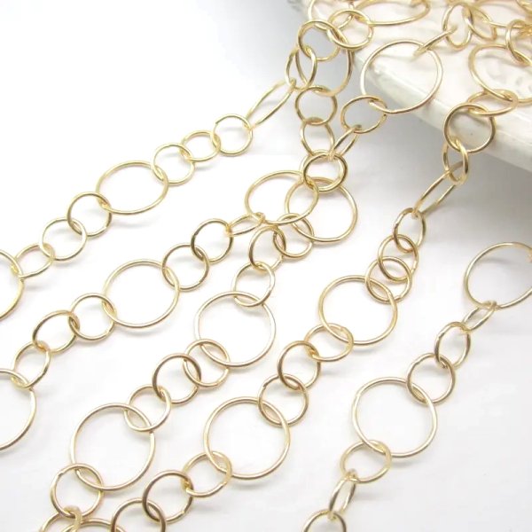 Srebro złocone Ag  - Łańcuch kółka (40cm)