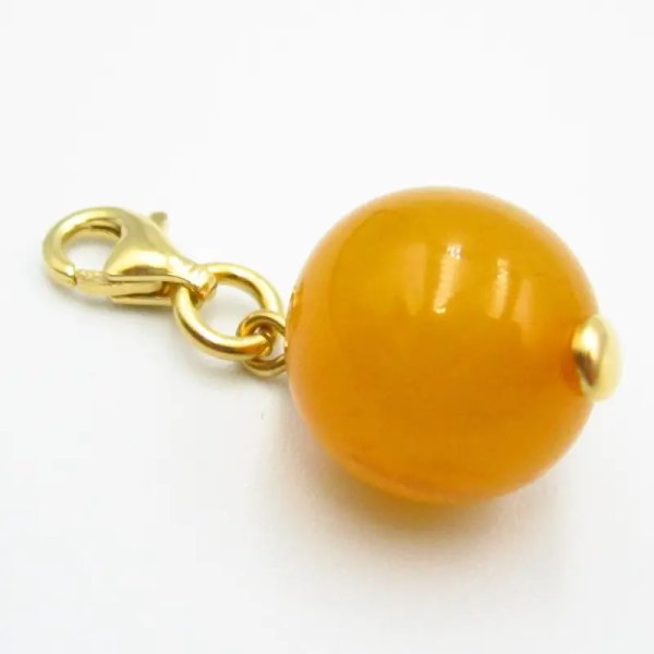 Srebro Ag złocone - zawieszka charms Bursztyn miodowy 12 mm 