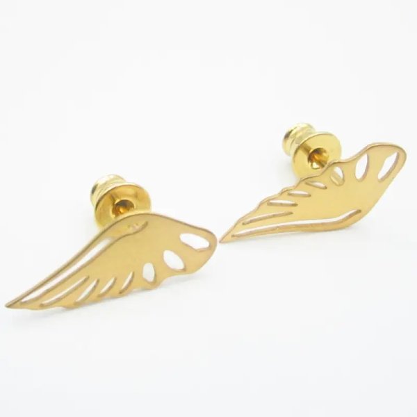 Srebro złocone - kolczyki sztyfty - skrzydła