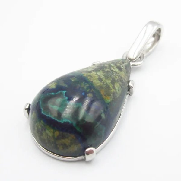 Azuryt i srebro rodowane - wisiorek łza