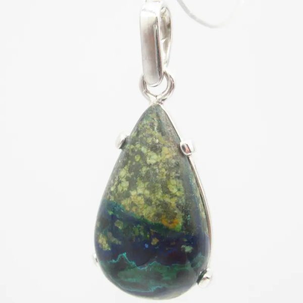 Azuryt i srebro rodowane - wisiorek łza