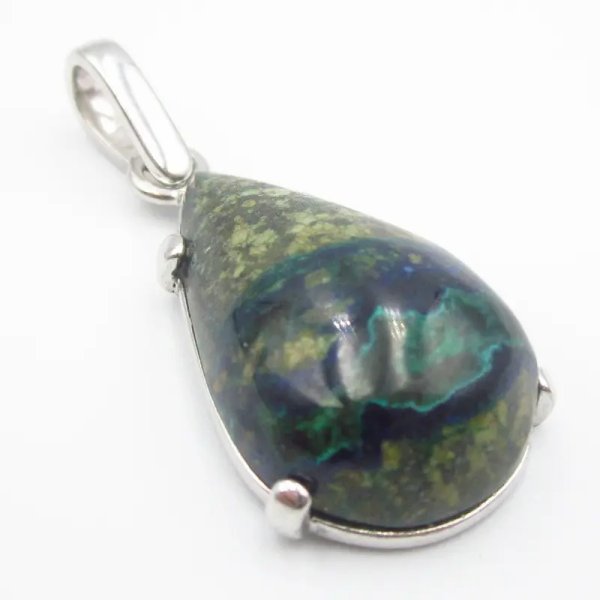 Azuryt i srebro rodowane - wisiorek łza