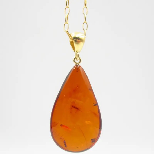 Bursztyn w srebrze złoconym - naszyjnik
