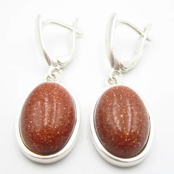 Piasek Pustyni w srebrze - kolczyki owale