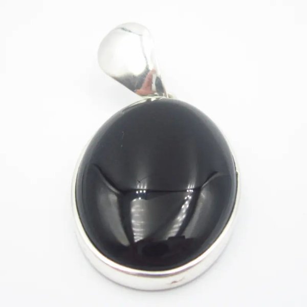 Onyks i srebro - zawieszka owal