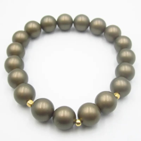 Perła Majorka i srebro złocone - bransoleta 18,5 cm