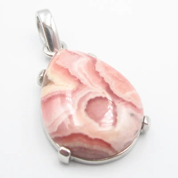 Rodochrozyt i srebro rodowane - zawieszka łza (różne kamienie)