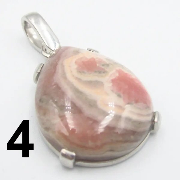 Rodochrozyt i srebro rodowane - zawieszka łza (różne kamienie)