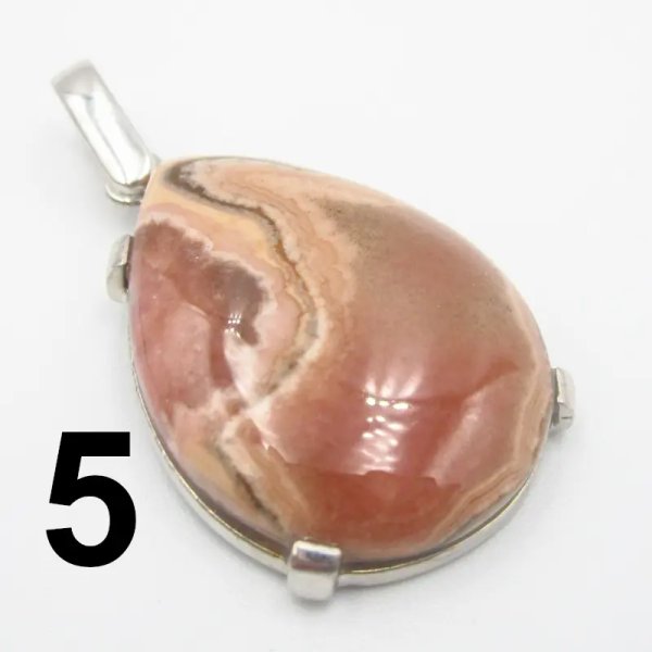 Rodochrozyt i srebro rodowane - zawieszka łza (różne kamienie)